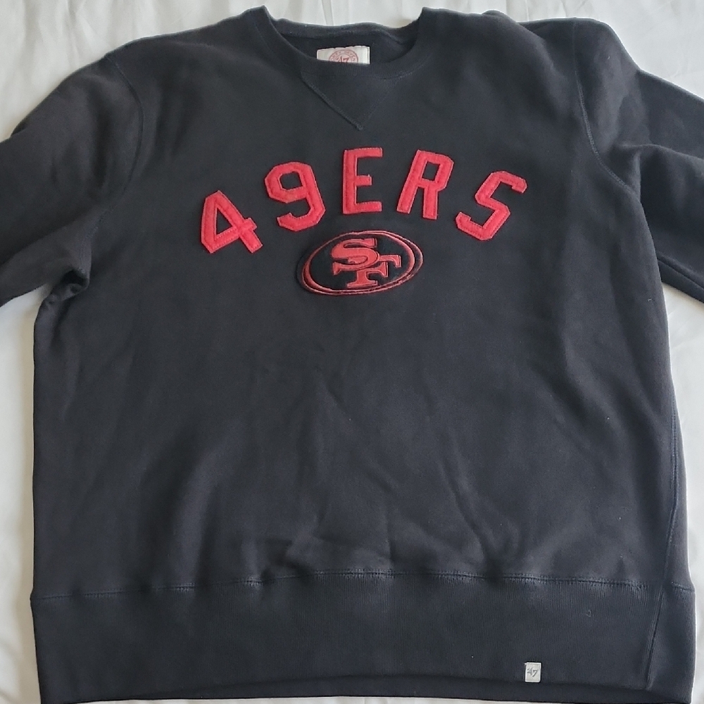 Mens Black and Red 49ers Crewneck Sweater